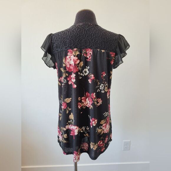 Tutta Bella Maternity Blouse Top Floral Lace Coquette Flutter Feminine Large - Picture 4 of 10